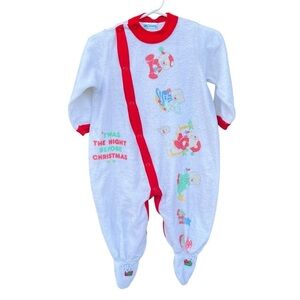 VTG Carter’s Christmas Bear Footed Sleeper Terrycloth Night Before Christmas Lrg